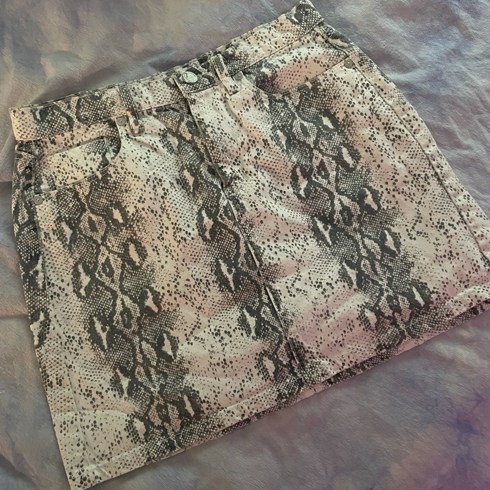 Denim snakeskin mini skirt